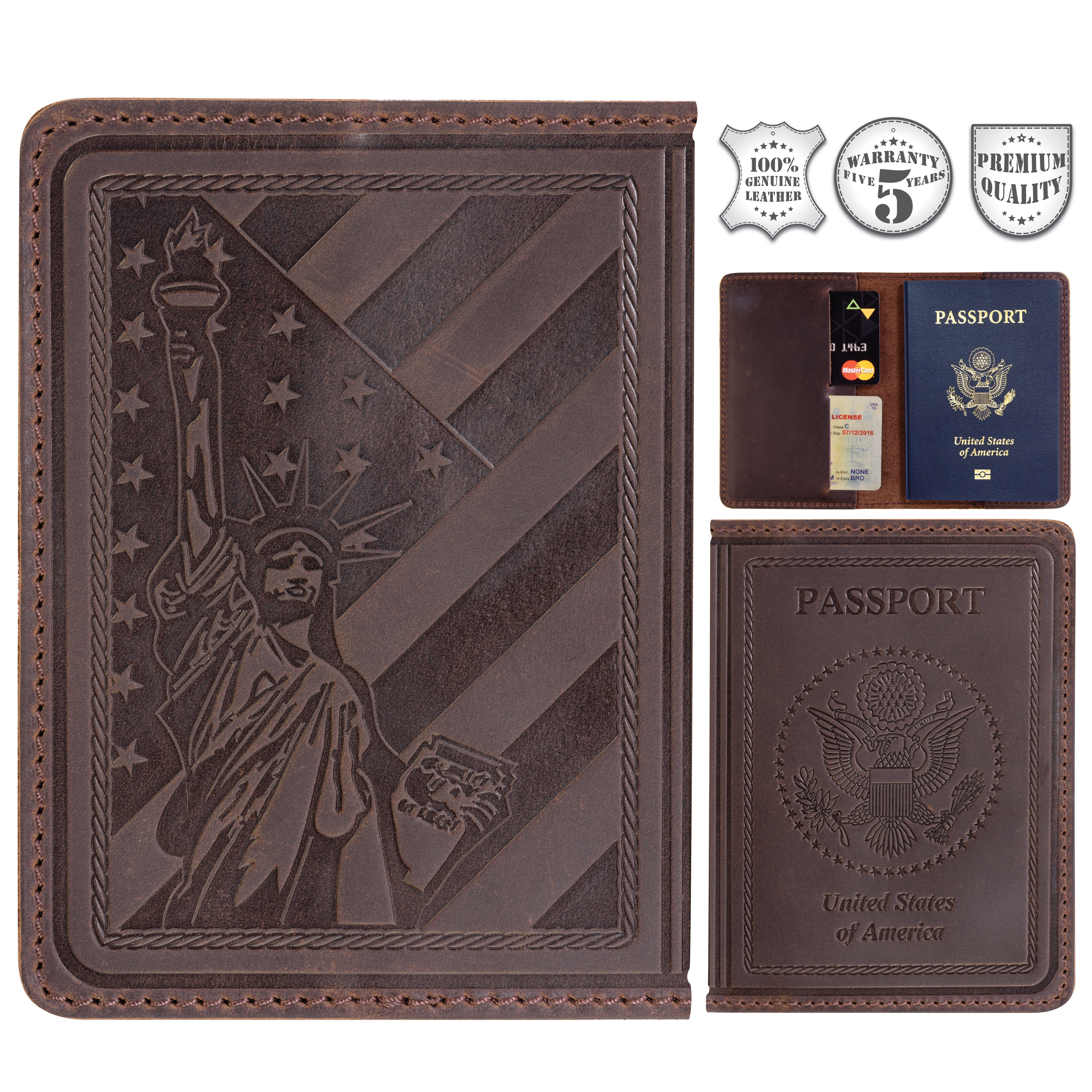 Шкіряна обкладинка на паспорт Passport USA col.F коричневий Шкіряна обкладинка на паспорт Passport USA col.F коричневий